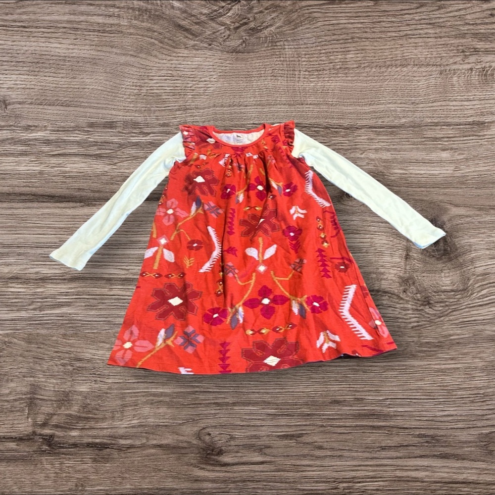 Tea Girl’s Orange Red Long Sleeve Dress Size 6